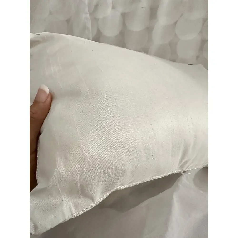 VTG Pier One White Accent Pillow Embroidered Beaded Flowers Rectangular Lumbar